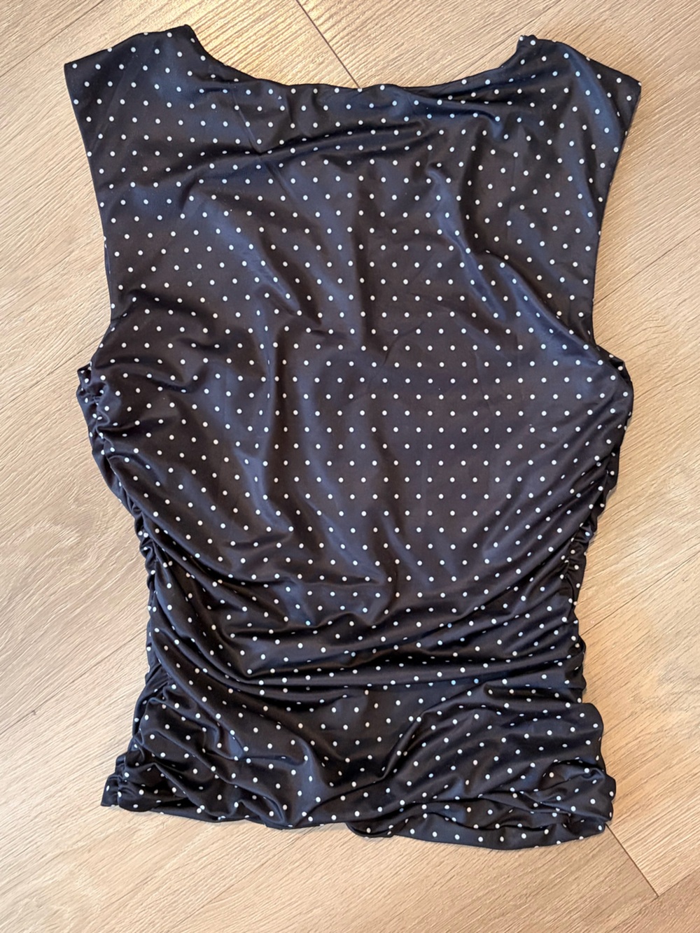 Black Polka Dot Top - White Dot Print (Back of the shirt is first pic)